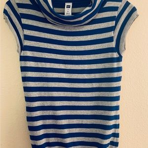 Gap Short Sleeve Cowl Neck Knit Sweater Top Blue & Grey Size M